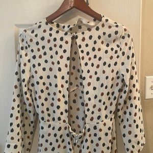 Backless long sleeve polka dot dress